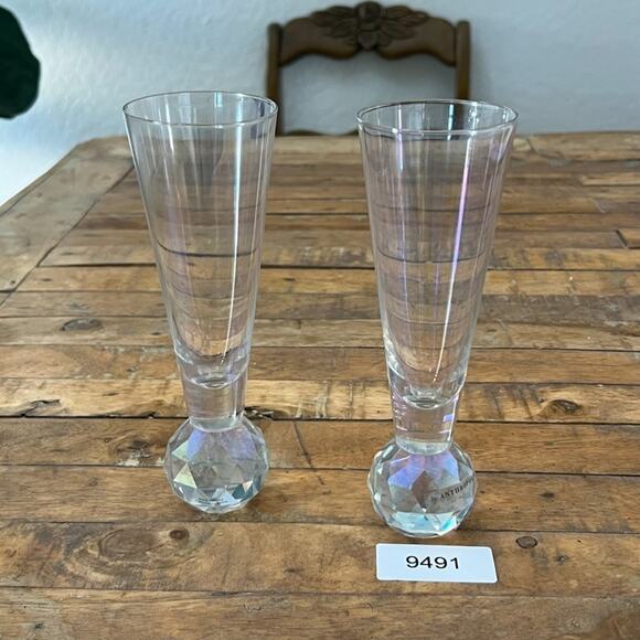 Pair Of Anthropologie Gemma Flute Champagne Glasses 7.5 In Tall - Picture 6 of 6